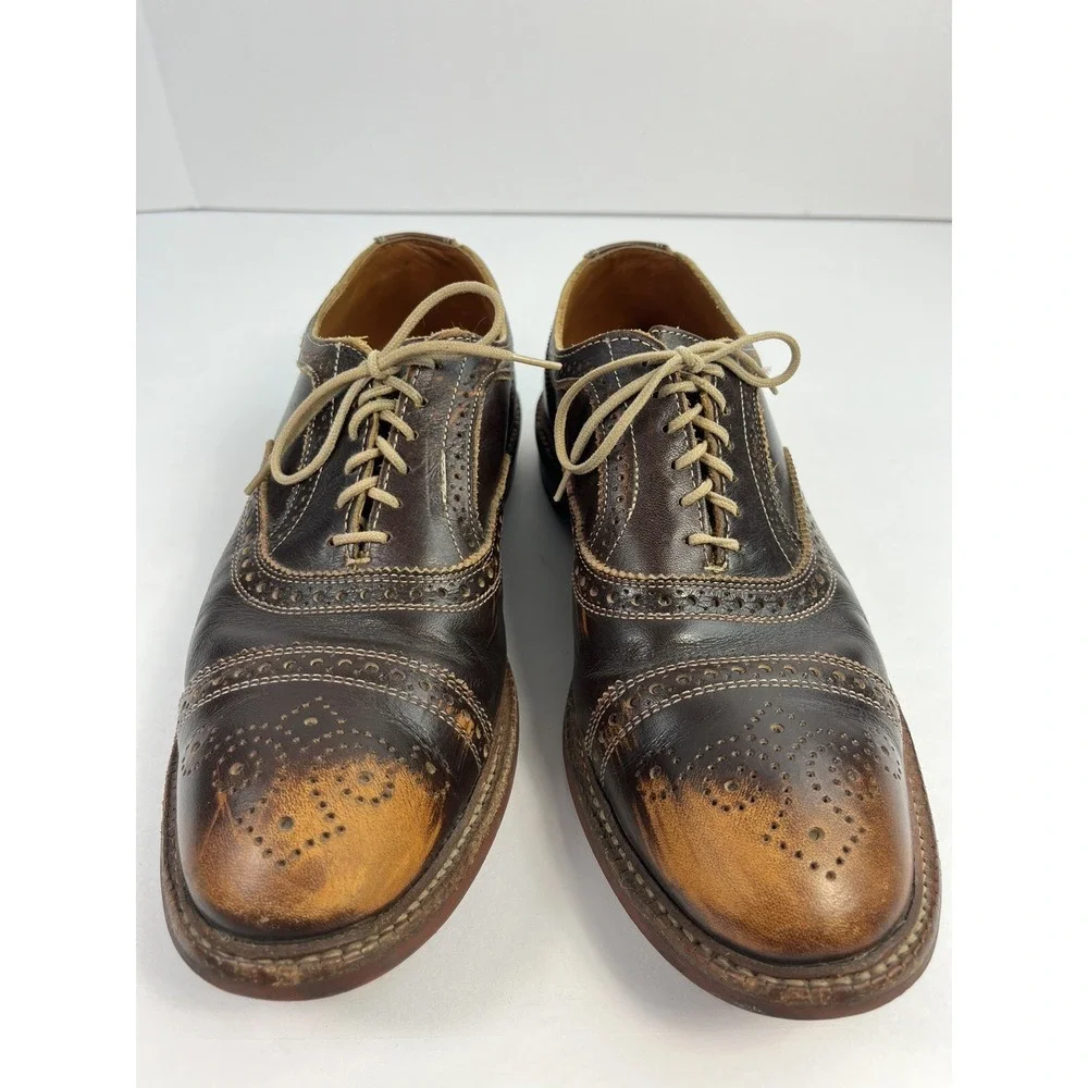 Allen Edmonds Strandmok Shoes Burnished Brown Cap Toe Dainite Soles Men's 10 D